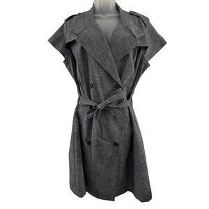 Gray Trench Dress Plus Size 18W Belted Double Breasted Career Chic
